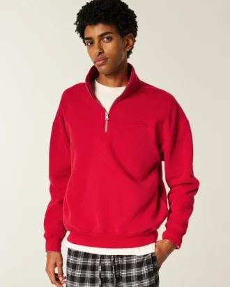 Sweat-shirt à logo et fermeture éclair quart de longueur