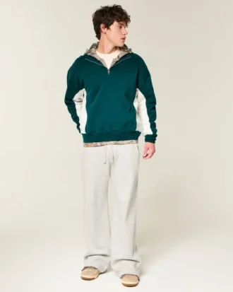 Sweat-shirt à logo et fermeture éclair quart de longueur