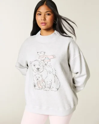 Sweat-shirt oversize à col montant et motif ours Sweat-shirt oversize à col montant et motif ours