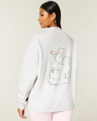 Sweat-shirt oversize à col montant et motif ours Sweat-shirt oversize à col montant et motif ours