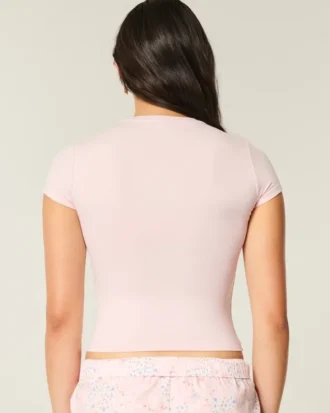 T-shirt bébé à col rond en tissu extensible et sans coutures
