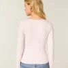 T-shirt bébé à manches longues, sans coutures, en tissu, à encolure carrée