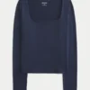 T-shirt bébé à manches longues, sans coutures, en tissu, à encolure carrée