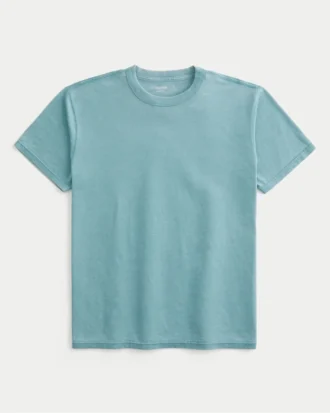 T-shirt à col rond délavé décontracté