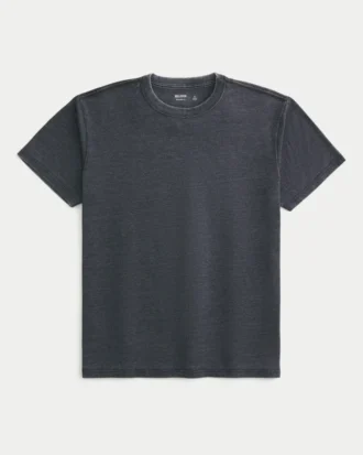 T-shirt à col rond délavé décontracté
