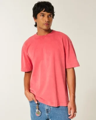 T-shirt à col rond en coton épais délavé
