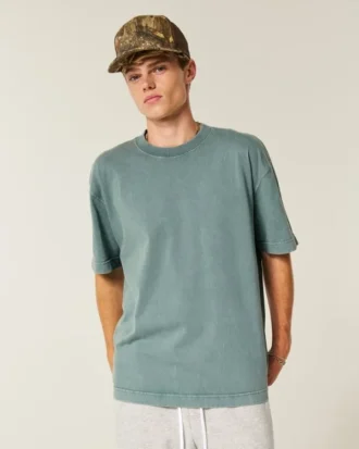 T-shirt à col rond en coton épais délavé