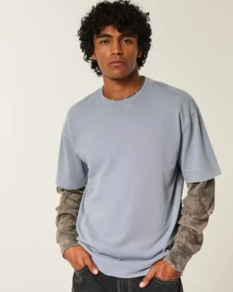 T-shirt à col rond en coton épais délavé