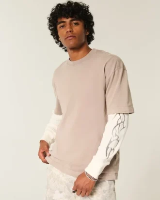 T-shirt à col rond en coton épais délavé