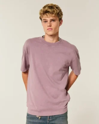 T-shirt à col rond en coton épais délavé
