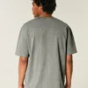 T-shirt à col rond en coton épais délavé T-shirt à col rond en coton épais délavé