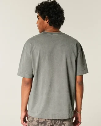 T-shirt à col rond en coton épais délavé