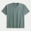 T-shirt à col rond en coton épais délavé T-shirt à col rond en coton épais délavé