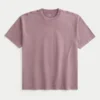 T-shirt à col rond en coton épais délavé T-shirt à col rond en coton épais délavé