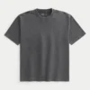 T-shirt à col rond en coton épais délavé T-shirt à col rond en coton épais délavé