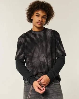 T-shirt à col rond en coton épais tie-dye