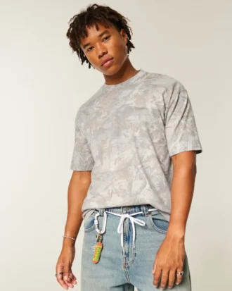 T-shirt à col rond épais et carré avec micro-logo