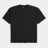 T-shirt à col rond épais et carré avec micro-logo T-shirt à col rond épais et carré avec micro-logo