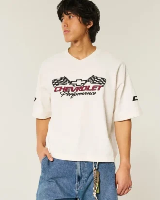 T-shirt court ample et épais avec motif Chevrolet