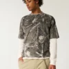 T-shirt court camouflage épais à col rond T-shirt court camouflage épais à col rond