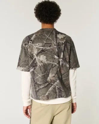 T-shirt court camouflage épais à col rond