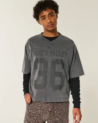 T-shirt de football graphique baggy court épais