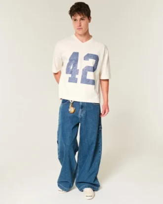 T-shirt de football graphique baggy court épais