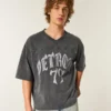 T-shirt de football graphique Detroit baggy épais T-shirt de football graphique Detroit baggy épais