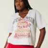 T-shirt à encolure en V et imprimé Easy Wisconsin Badgers