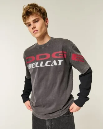 T-shirt graphique Dodge Hellcat épais et carré