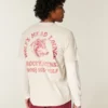 T-shirt graphique à manches longues superposées avec tête de loup