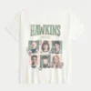 T-shirt graphique oversize à épaules dénudées Stranger Things