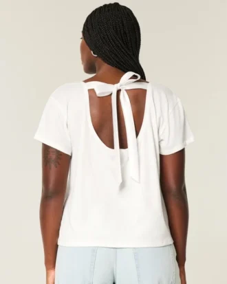 T-shirt à motif cœur et nœud dans le dos