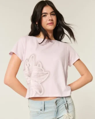 T-shirt à motif floral et nœud facile à nouer