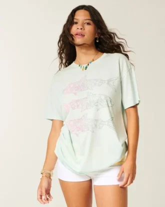 T-shirt oversize à motif poisson