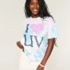 T-shirt oversize Tie-Dye I Heart UV Graphic