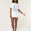 T-shirt oversize Tie-Dye I Heart UV Graphic