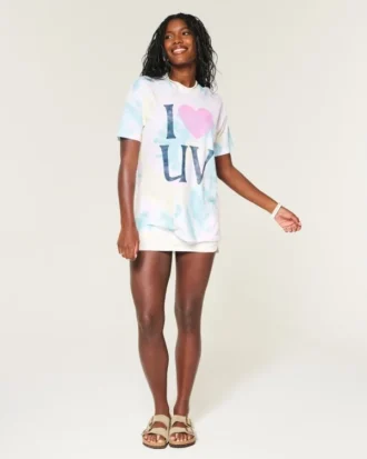 T-shirt oversize Tie-Dye I Heart UV Graphic T-shirt oversize Tie-Dye I Heart UV Graphic