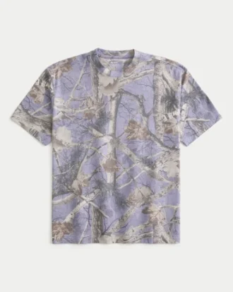 T-shirt épais à col rond et motif camouflage