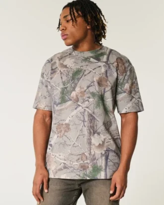 T-shirt épais à col rond et motif camouflage