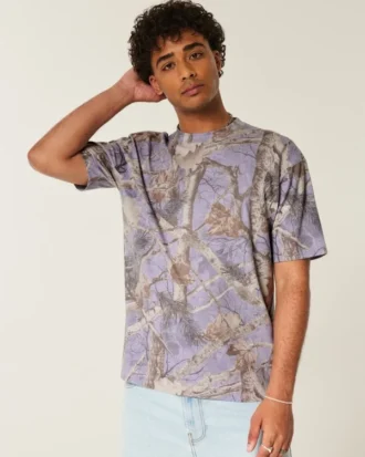 T-shirt épais à col rond et motif camouflage