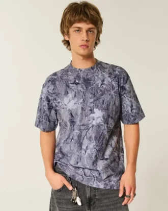 T-shirt épais à col rond et motif camouflage