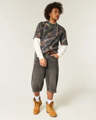 T-shirt épais à col rond et motif camouflage