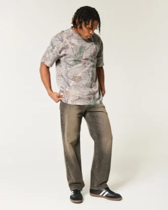 T-shirt épais à col rond et motif camouflage