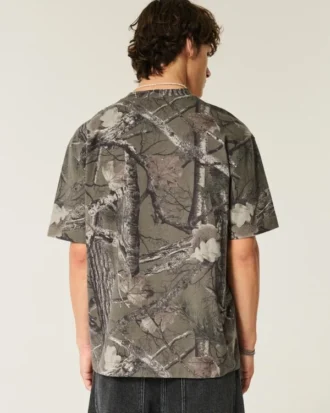 T-shirt épais à col rond et motif camouflage