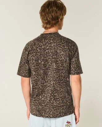 T-shirt épais à imprimé léopard et coupe carrée