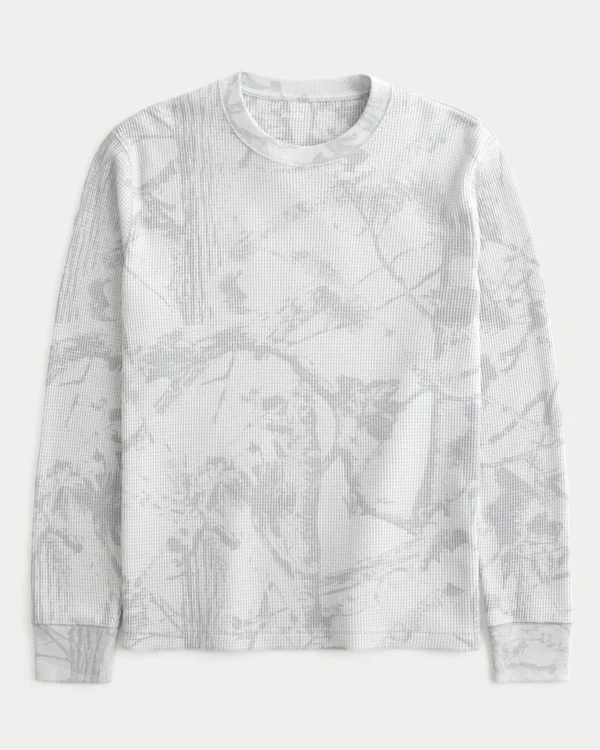 T-shirt thermique à manches longues et col rond, coupe décontractée, motif camouflage T-shirt thermique à manches longues et col rond, coupe décontractée, motif camouflage