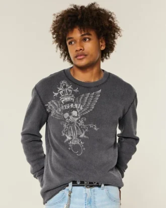 T-shirt thermique à motif tête de mort
