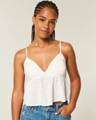Top babydoll brodé Easy Shine