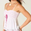 Top babydoll brodé sans bretelles facile à porter Top babydoll brodé sans bretelles facile à porter